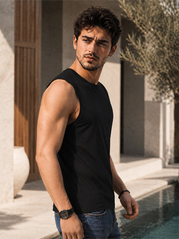 Mens Cotton Round Neck Gym Vest