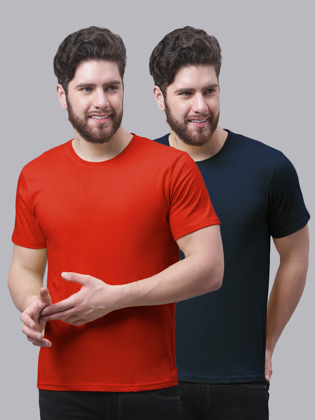 Men's Pack Of 2 Pure Cotton Half Sleeve T-shirt - Friskers