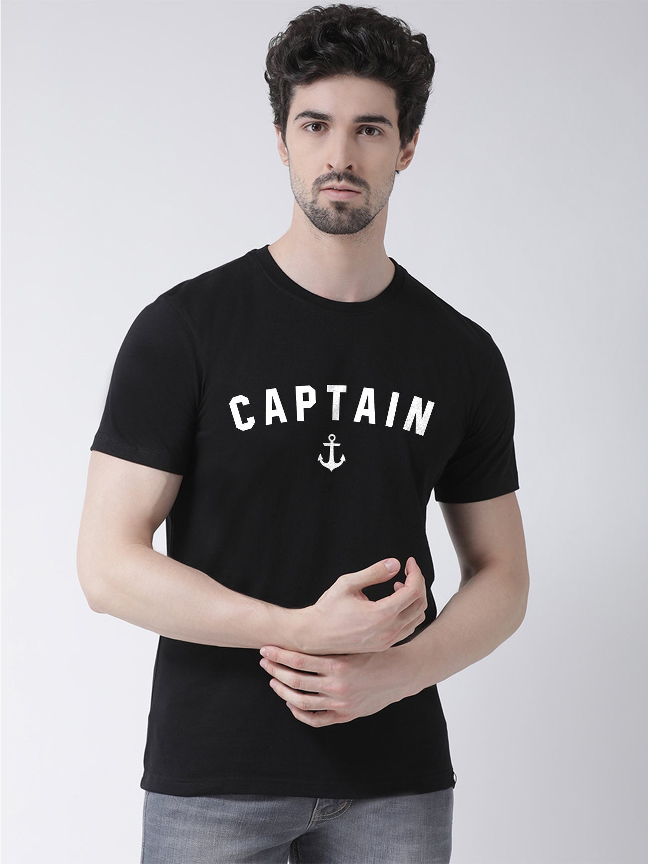 Captain Printed Half Sleeves Round Neck T-shirt - Friskers