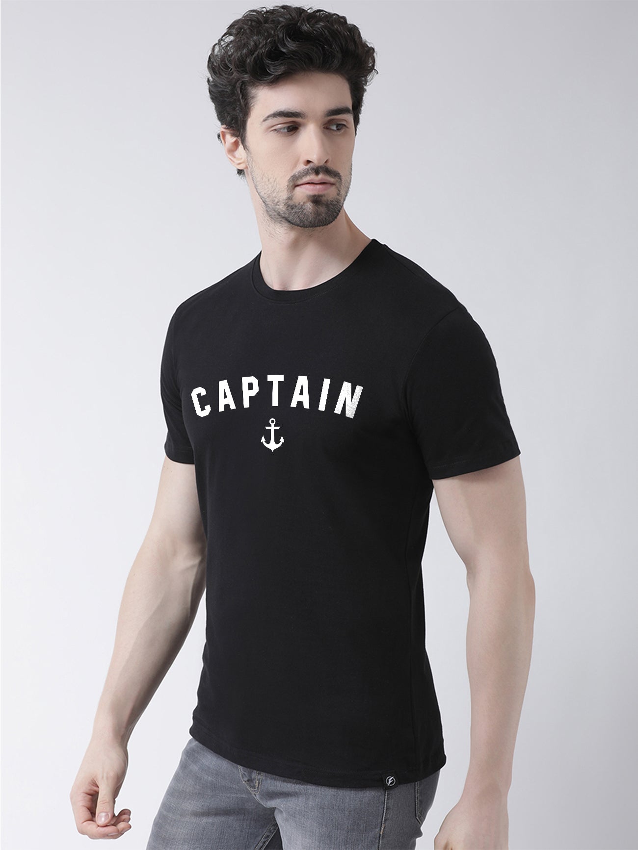 Captain Printed Half Sleeves Round Neck T-shirt - Friskers