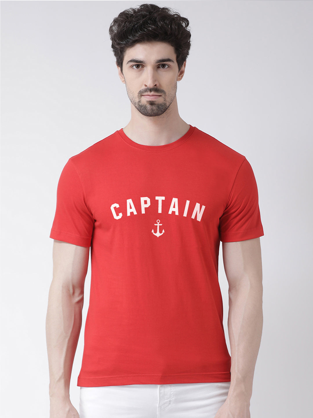 Captain Printed Half Sleeves Round Neck T-shirt - Friskers