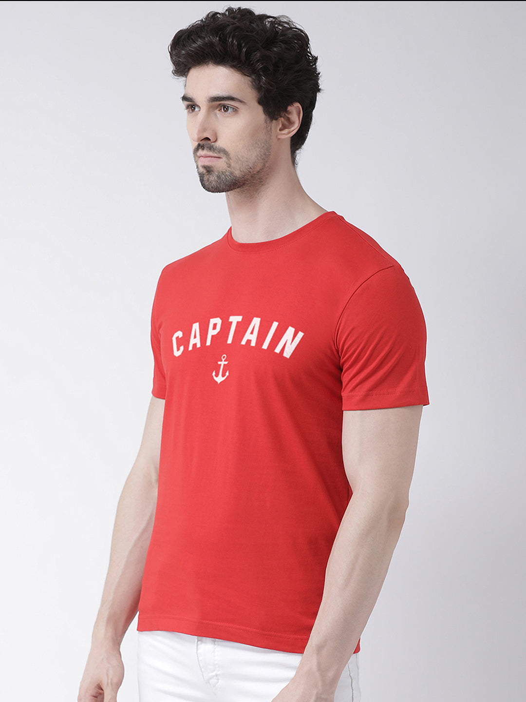 Captain Printed Half Sleeves Round Neck T-shirt - Friskers