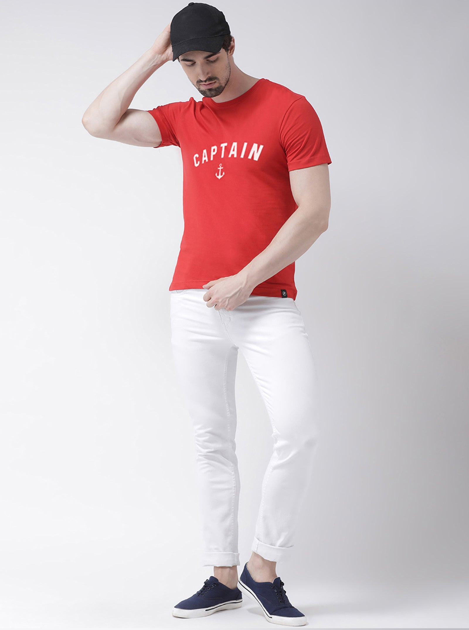 Captain Printed Half Sleeves Round Neck T-shirt - Friskers