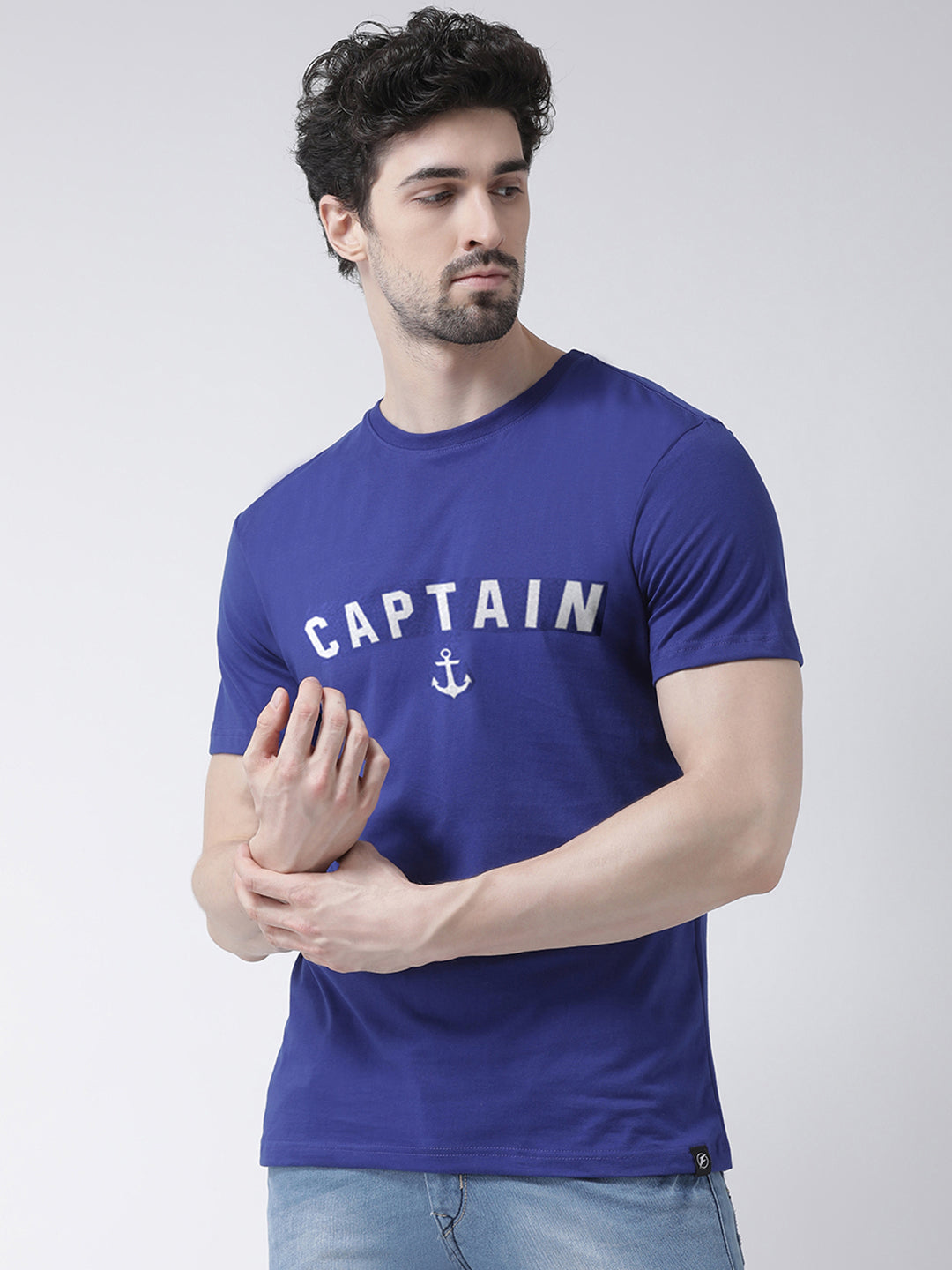 Captain Printed Half Sleeves Round Neck T-shirt - Friskers