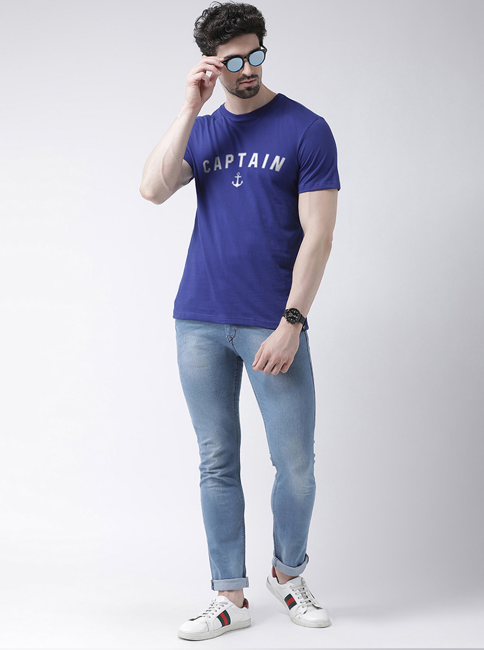 Captain Printed Half Sleeves Round Neck T-shirt - Friskers