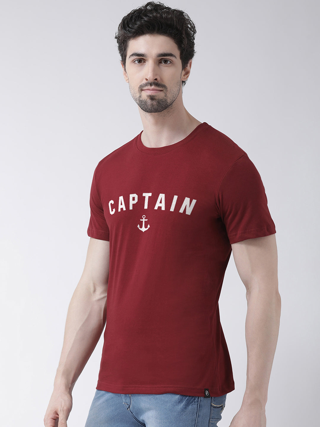 Captain Printed Half Sleeves Round Neck T-shirt - Friskers