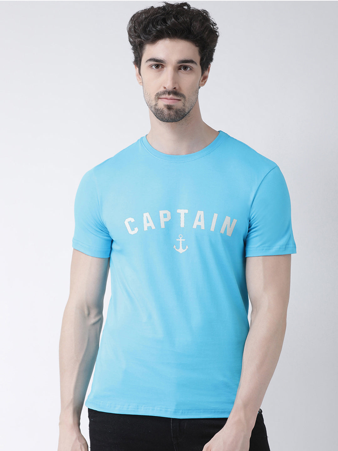 Captain Printed Half Sleeves Round Neck T-shirt - Friskers