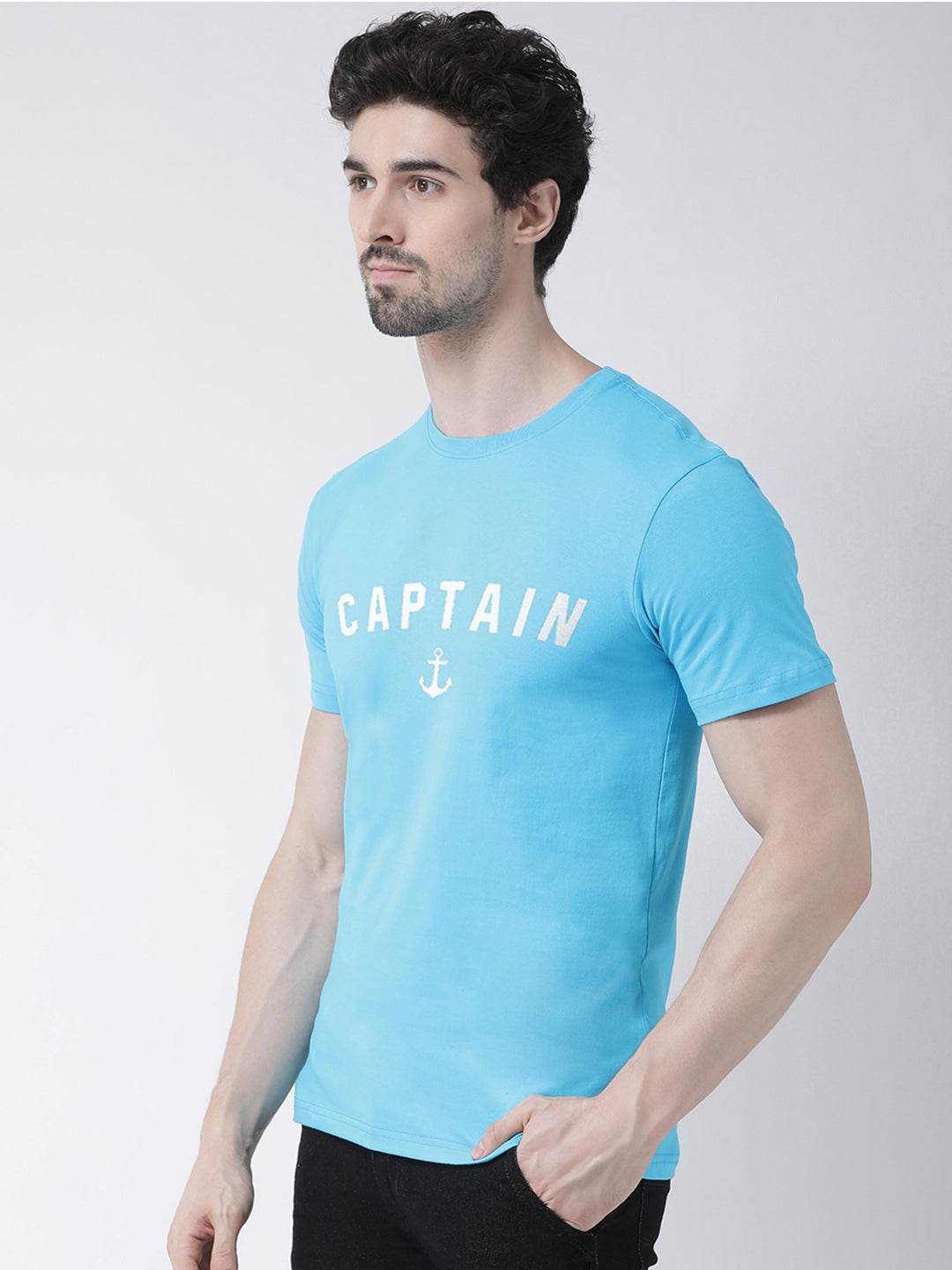 Captain Printed Half Sleeves Round Neck T-shirt - Friskers