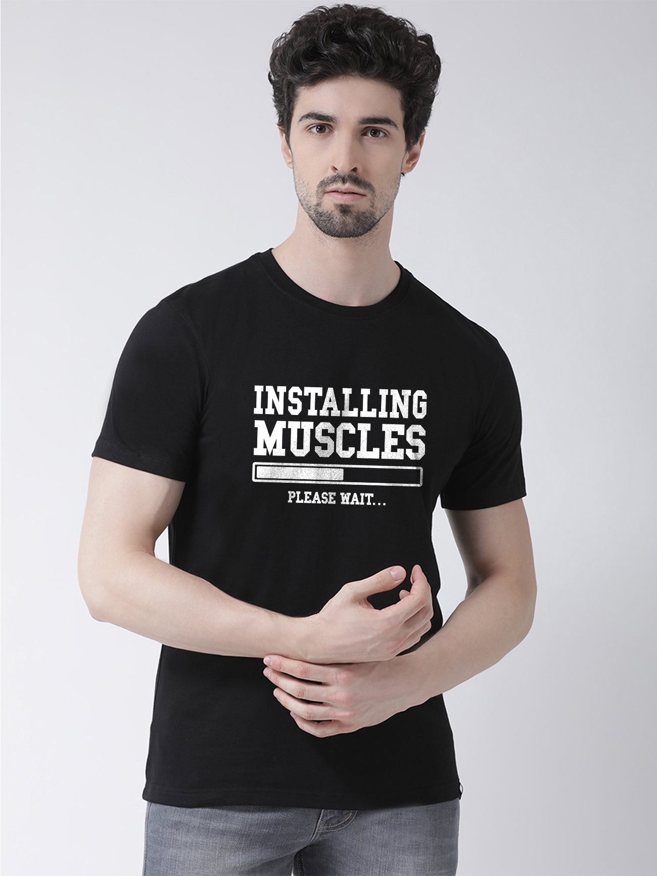Men's Pack Of 2 Yellow & Black Printed Half Sleeves T-Shirt - Friskers