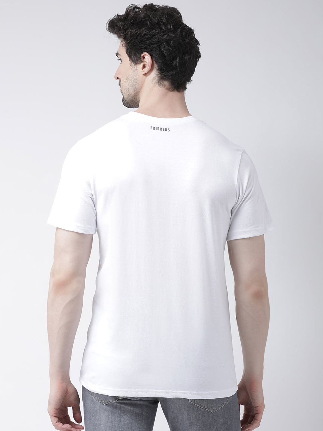 Men's Pack Of 2 Black & White Printed Half Sleeves T-Shirt - Friskers
