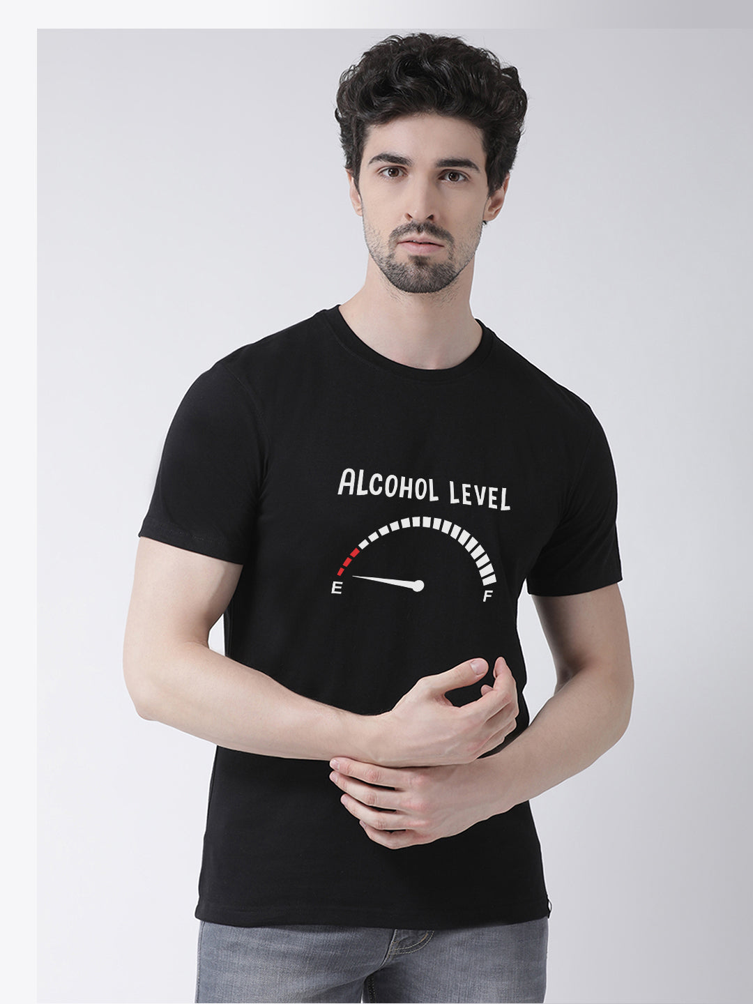 Alcohol level Prnted Round Neck T-shirt - Friskers