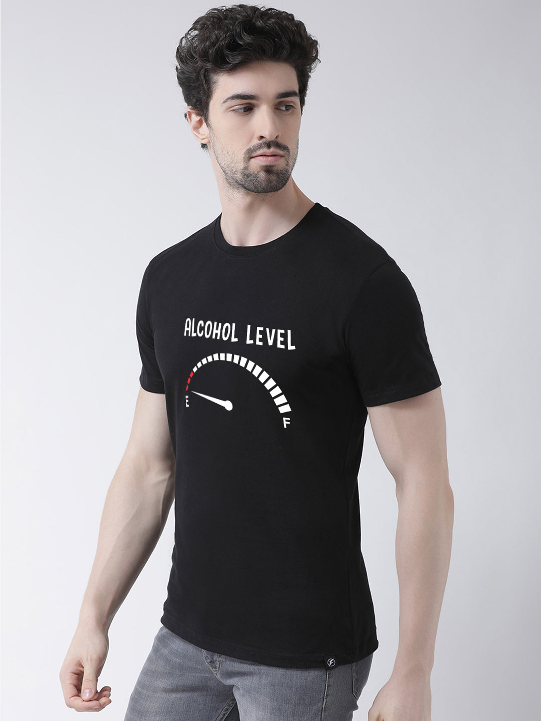 Alcohol level Prnted Round Neck T-shirt - Friskers