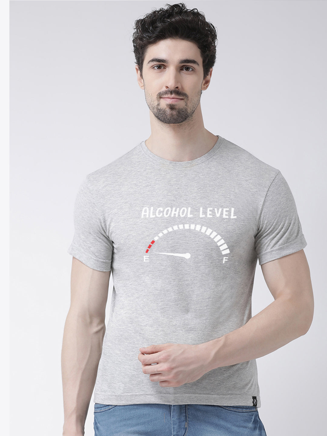 Alcohol level Prnted Round Neck T-shirt - Friskers