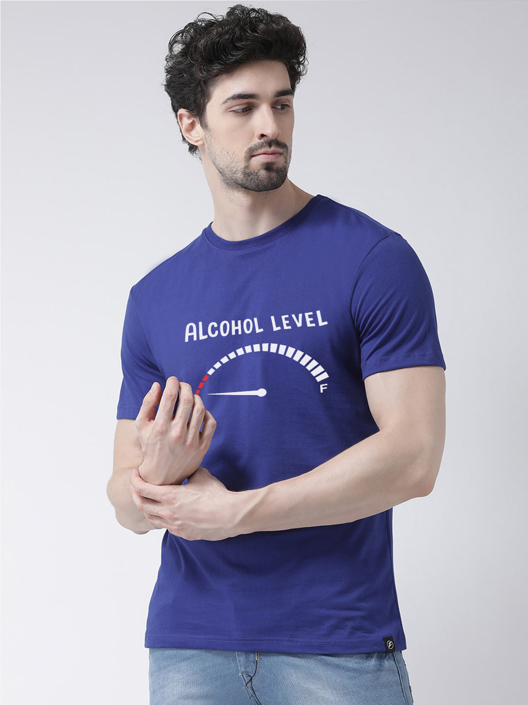 Alcohol level Prnted Round Neck T-shirt - Friskers