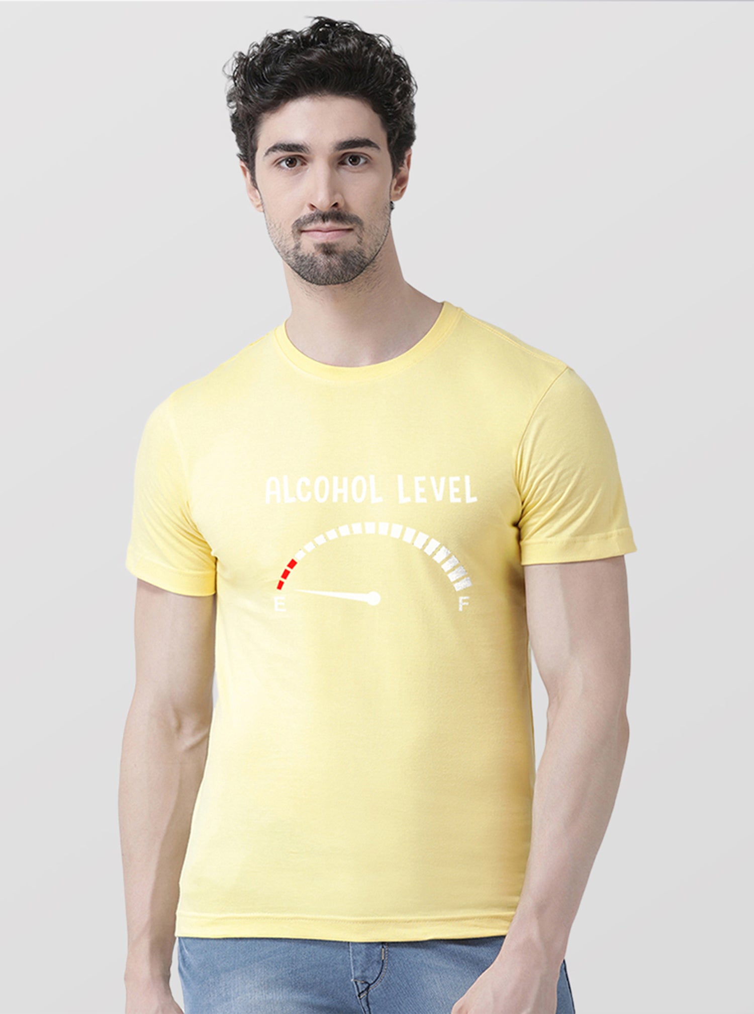 Alcohol level Prnted Round Neck T-shirt - Friskers