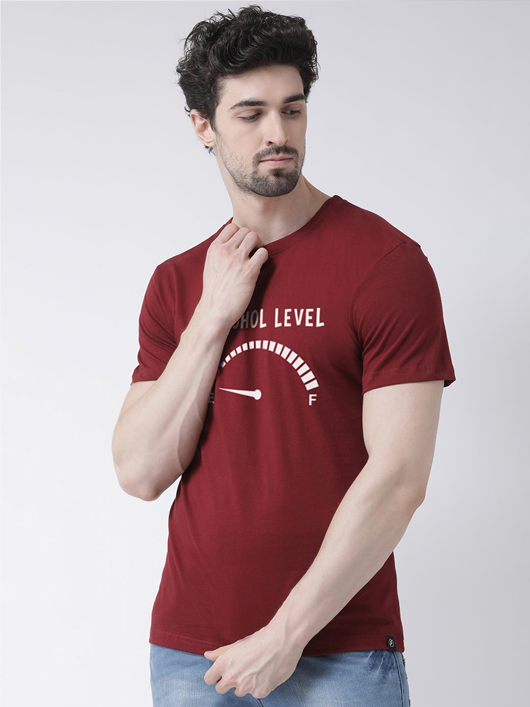 Alcohol level Prnted Round Neck T-shirt - Friskers