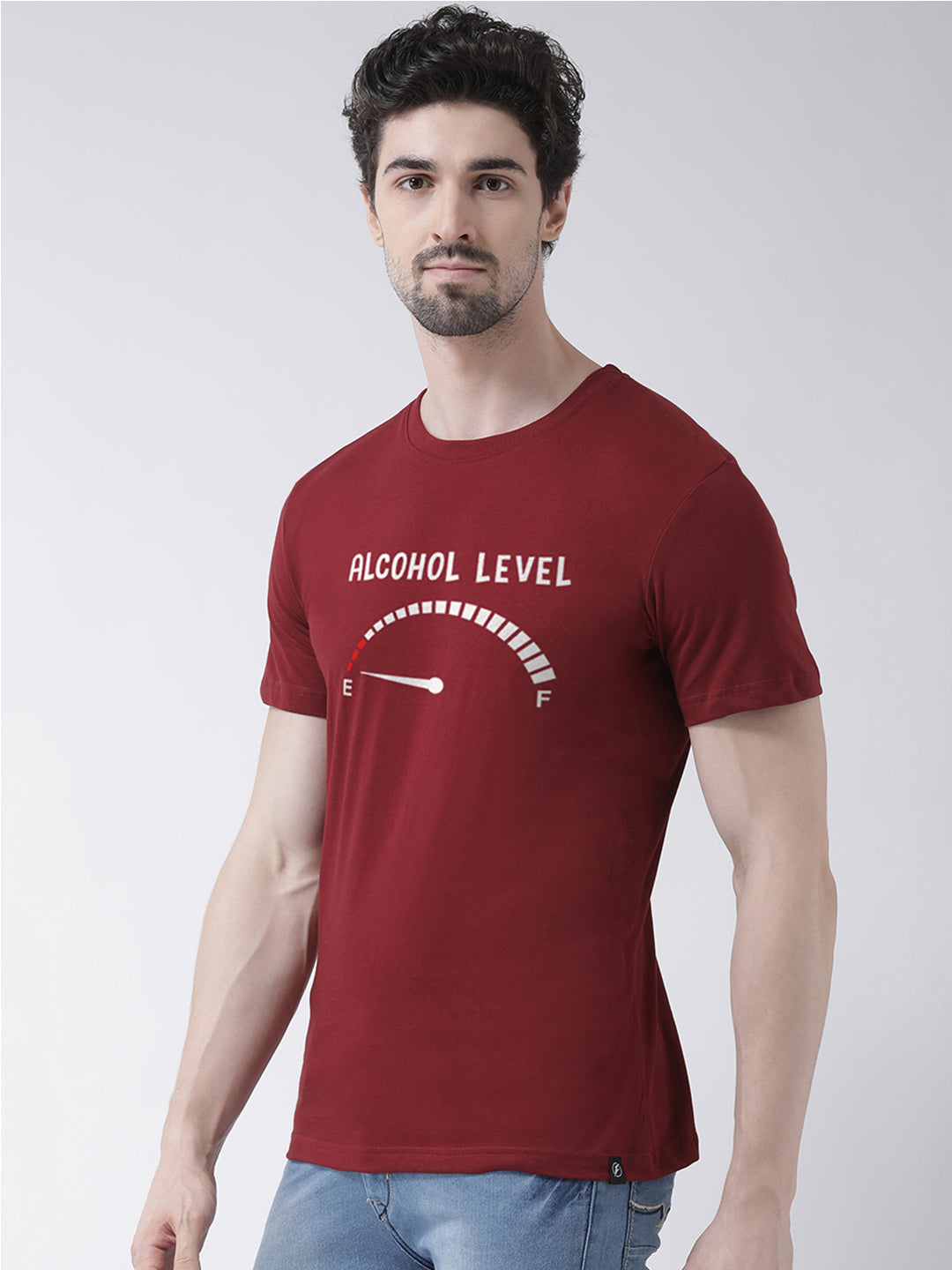 Alcohol level Prnted Round Neck T-shirt - Friskers