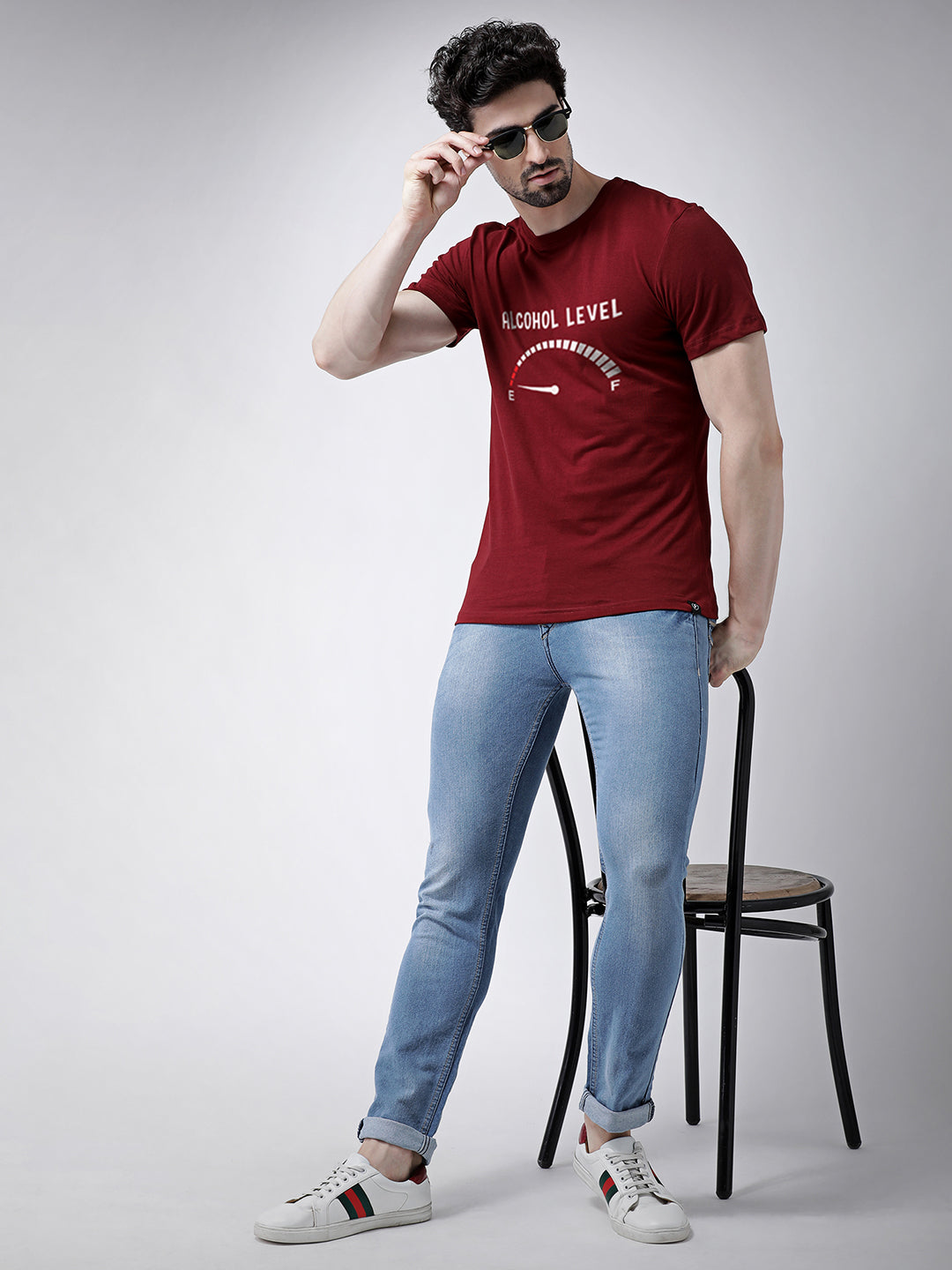 Alcohol level Prnted Round Neck T-shirt - Friskers