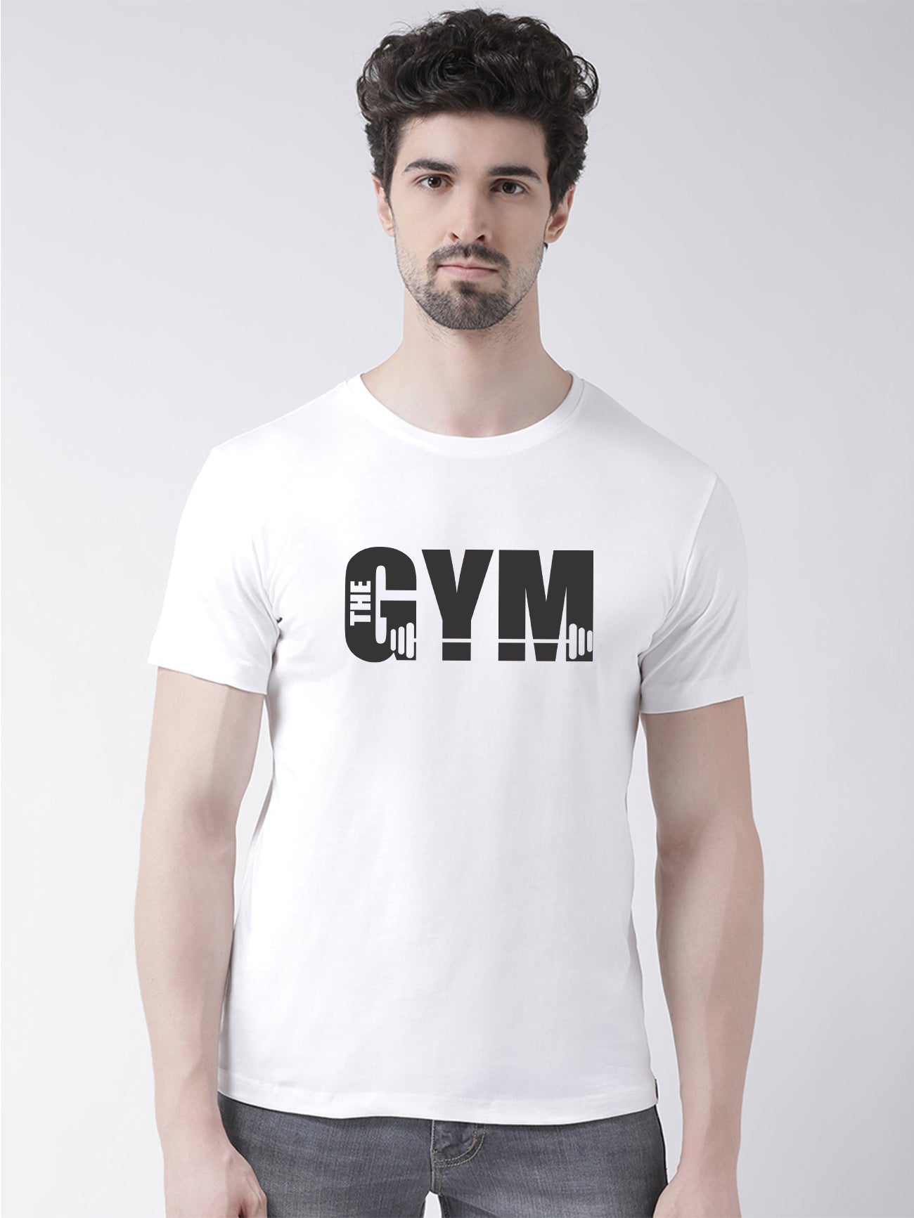 GYM Printed Round Neck Half Sleeves T-shirt - Friskers