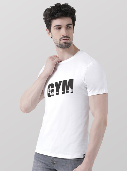 GYM Printed Round Neck Half Sleeves T-shirt