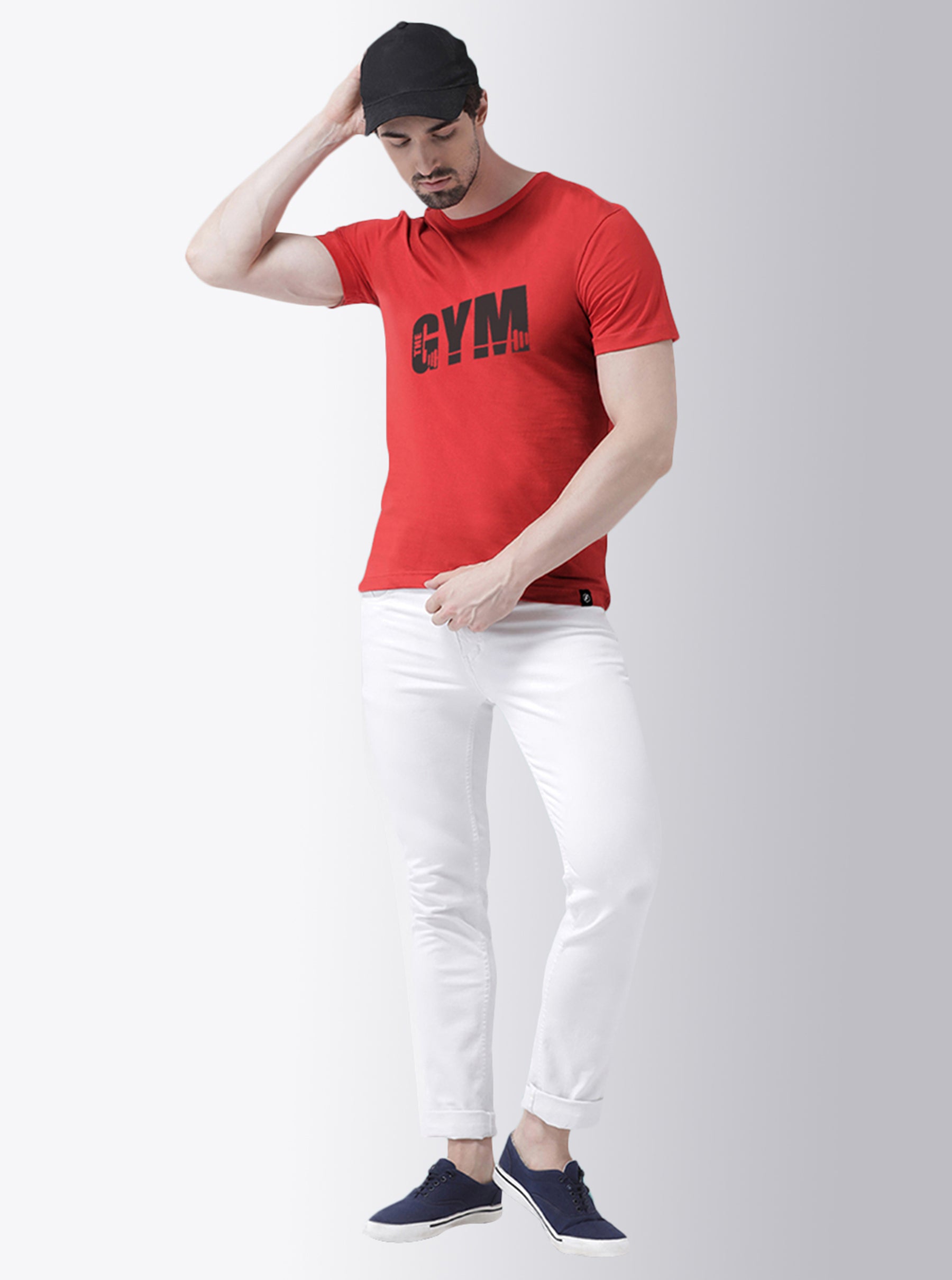 GYM Printed Round Neck Half Sleeves T-shirt - Friskers