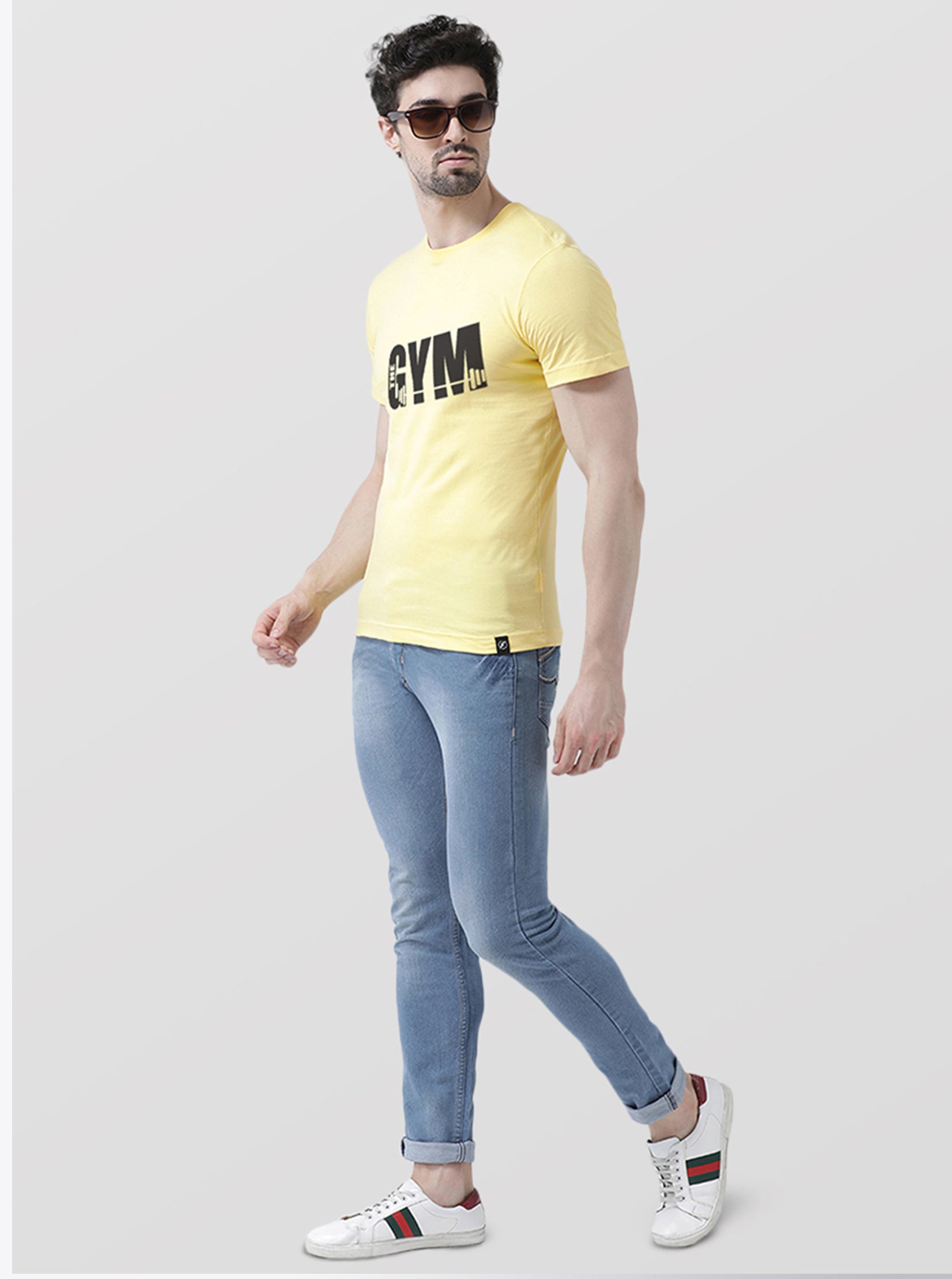 GYM Printed Round Neck Half Sleeves T-shirt - Friskers