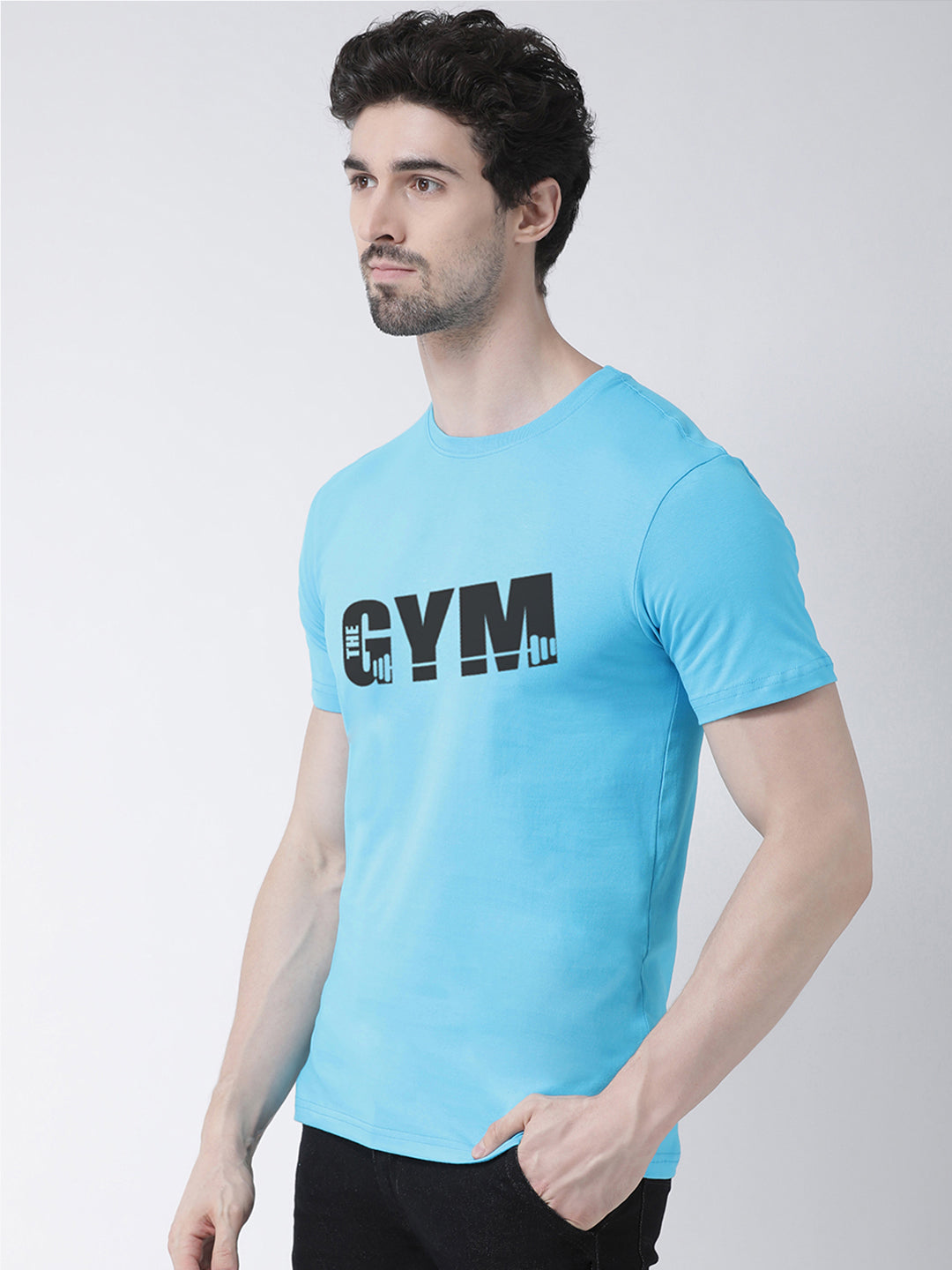 GYM Printed Round Neck Half Sleeves T-shirt - Friskers