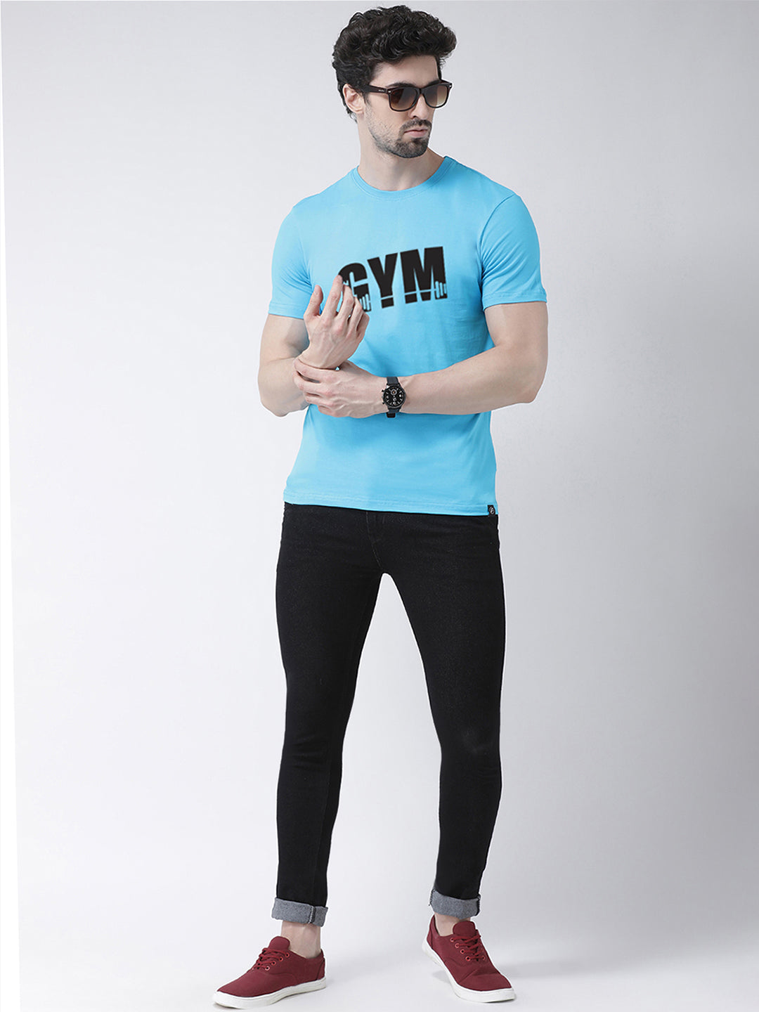 GYM Printed Round Neck Half Sleeves T-shirt - Friskers