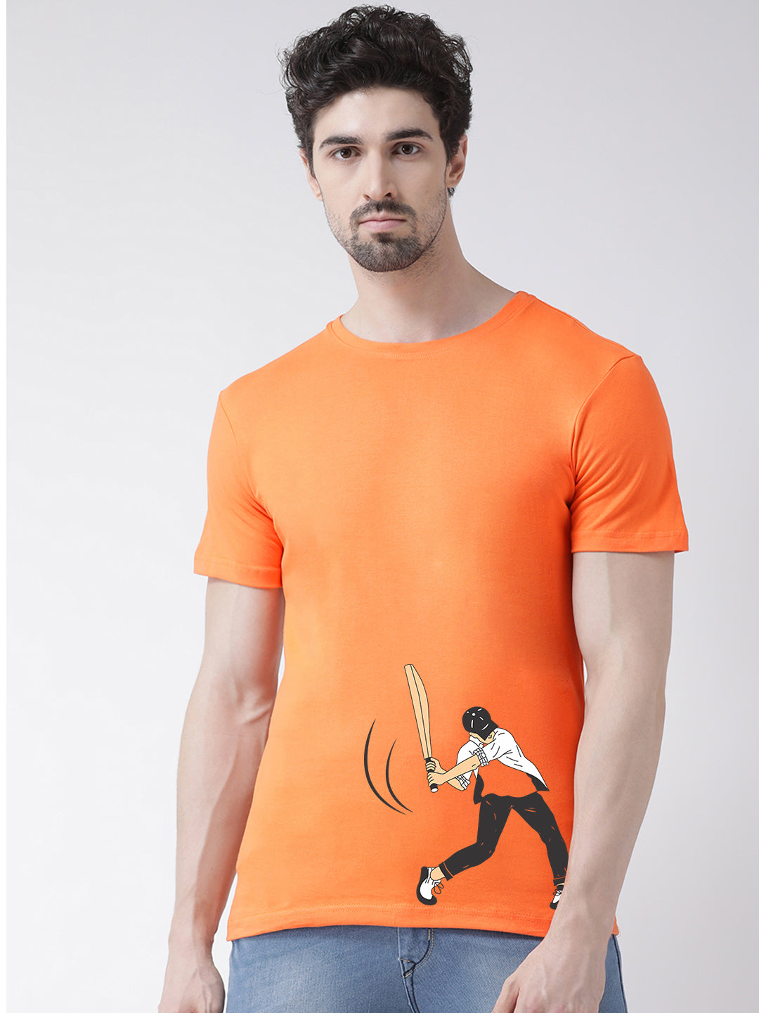 Men's Pack Of 2 Yellow & Orange Printed Half Sleeves T-Shirt - Friskers