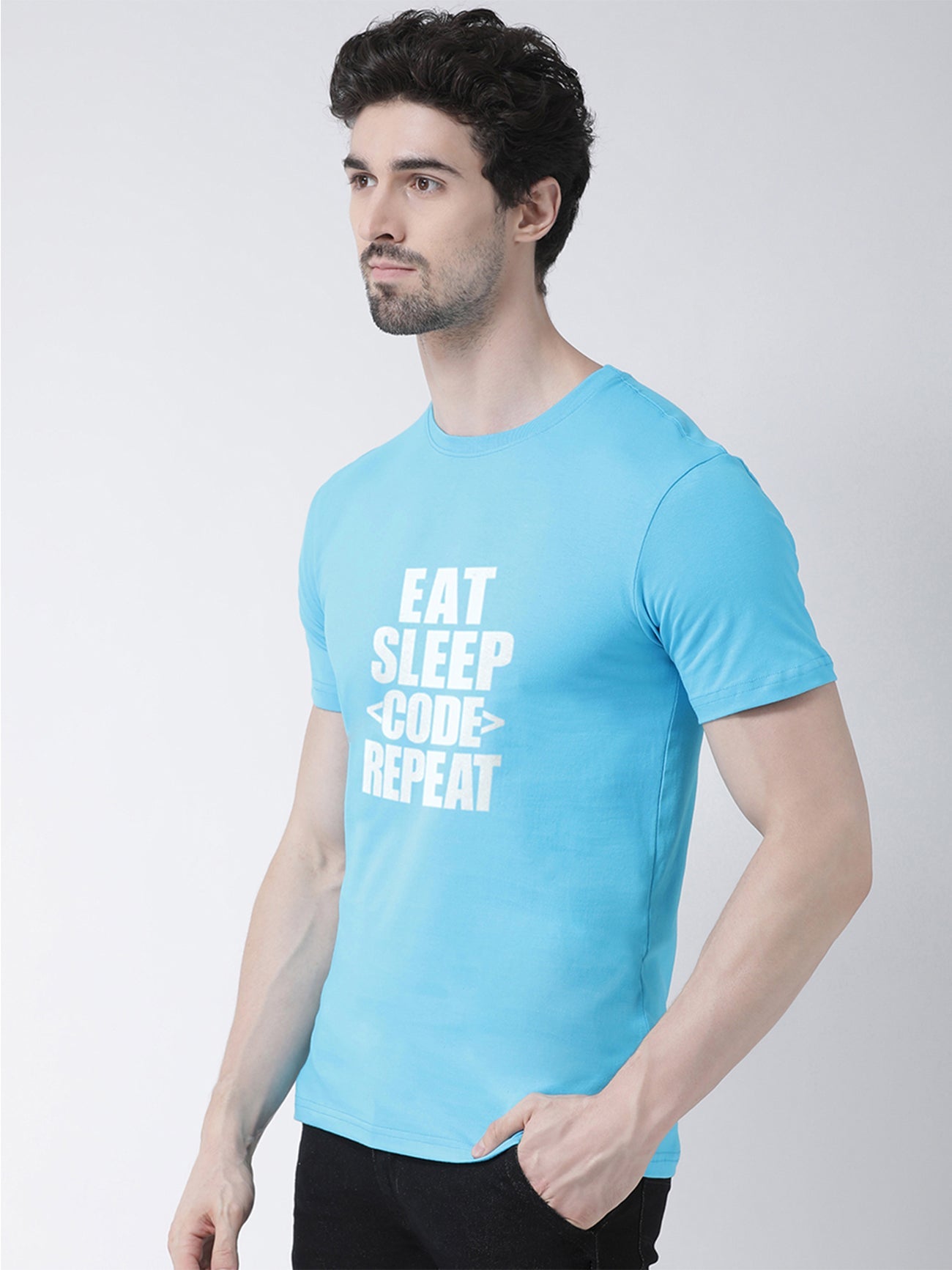 Eat Sleep Printed Round neck T-shirt - Friskers