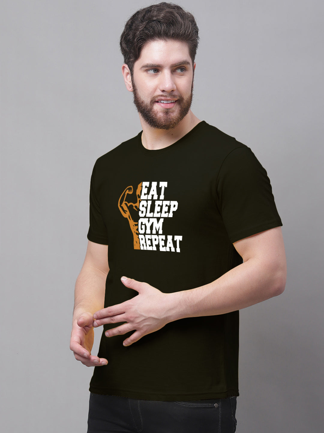 Men's Eat Sleep Gym Repeat Pure Cotton Training T-Shirt - Friskers