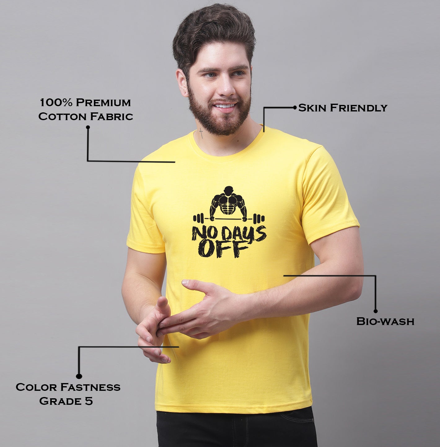 Men's No Days Off Pure Cotton Training T-Shirt - Friskers