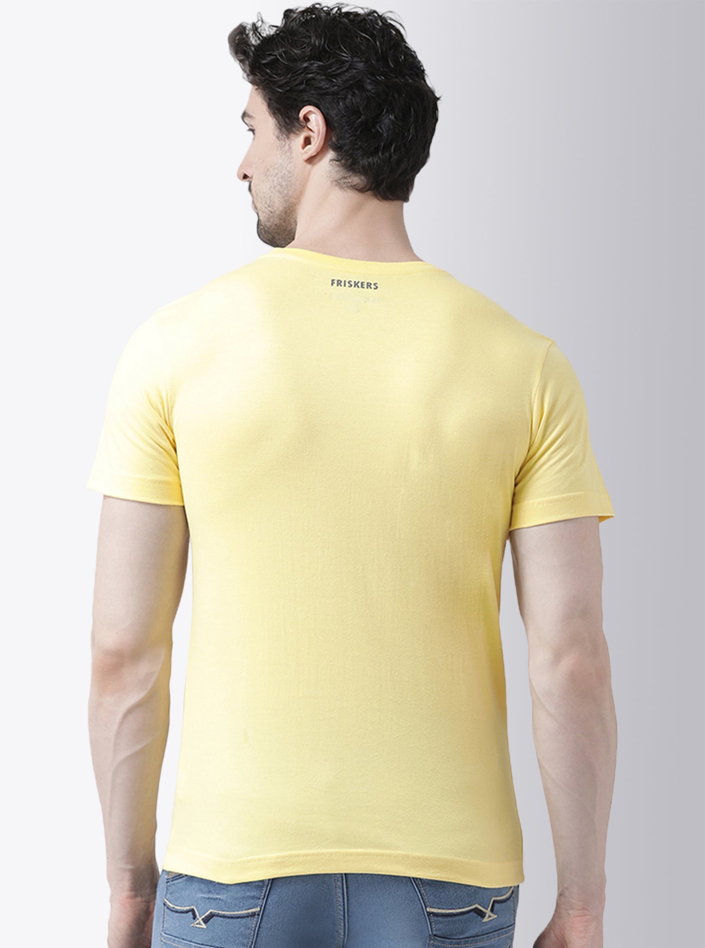 Men's Pack Of 2 Yellow & Mustard Printed Half Sleeves T-Shirt - Friskers