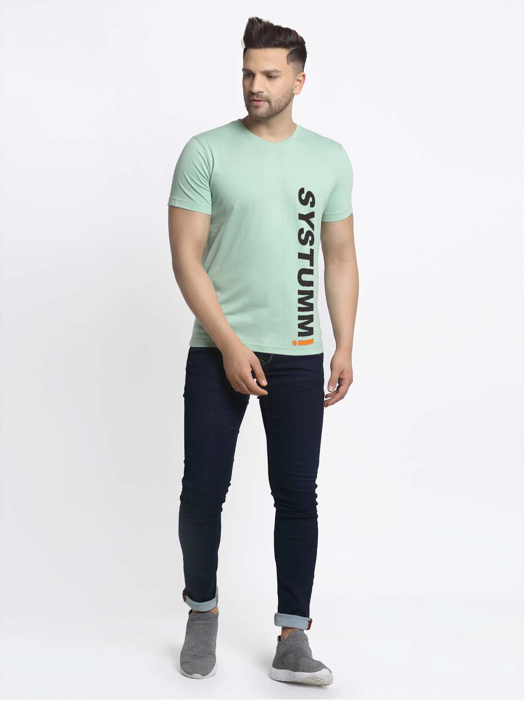 System Printed Round Neck T-shirt - Friskers