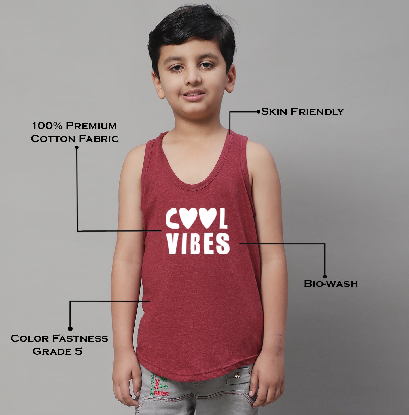 Kids Cool Vibes Soft Cotton Printed Vest - Friskers
