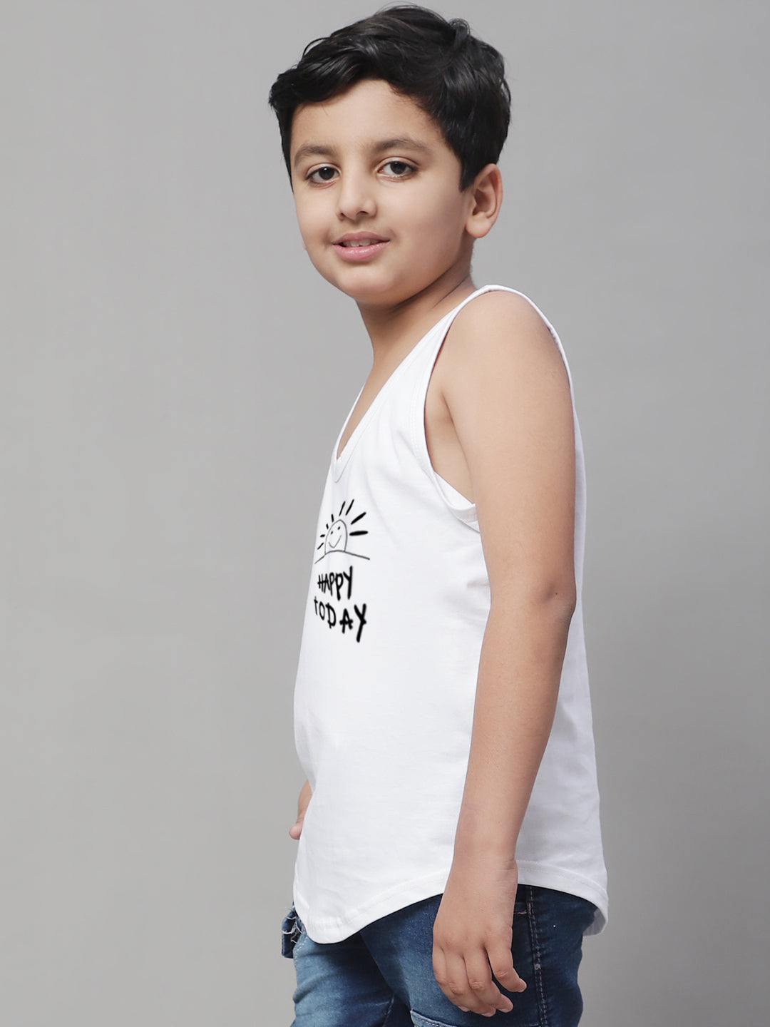 Boys Happy Today Regular Fit Printed Vest - Friskers