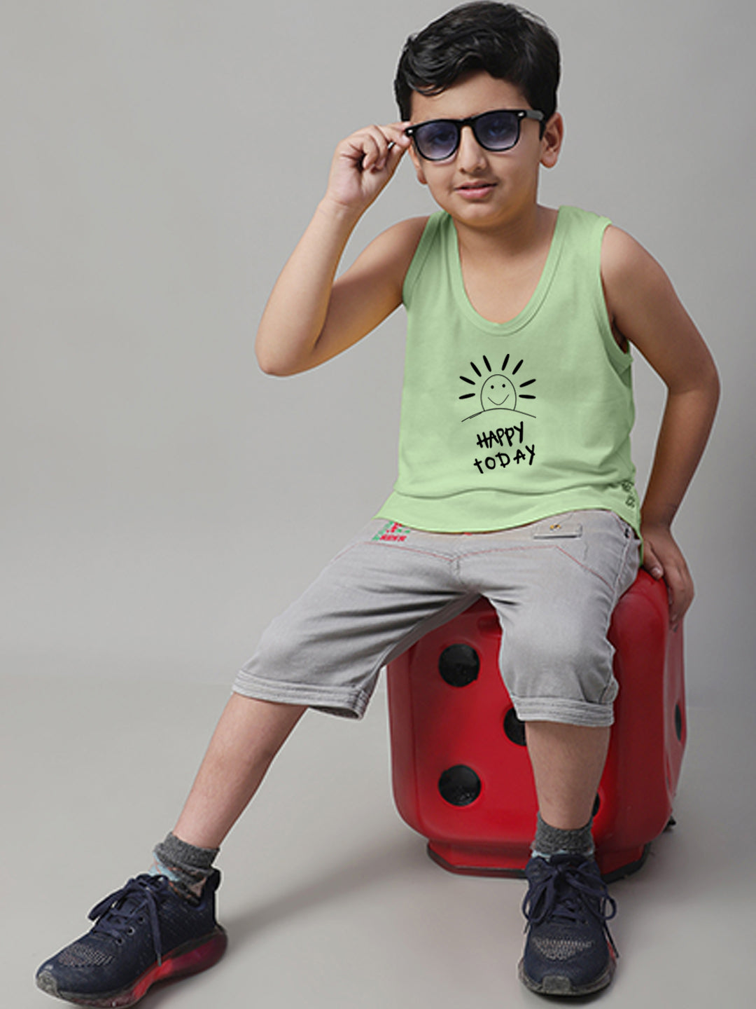 Boys Happy Today Regular Fit Printed Vest - Friskers