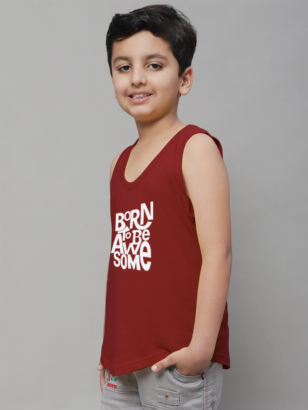 Boys Born To Be Awesome Regular Fit Vest - Friskers