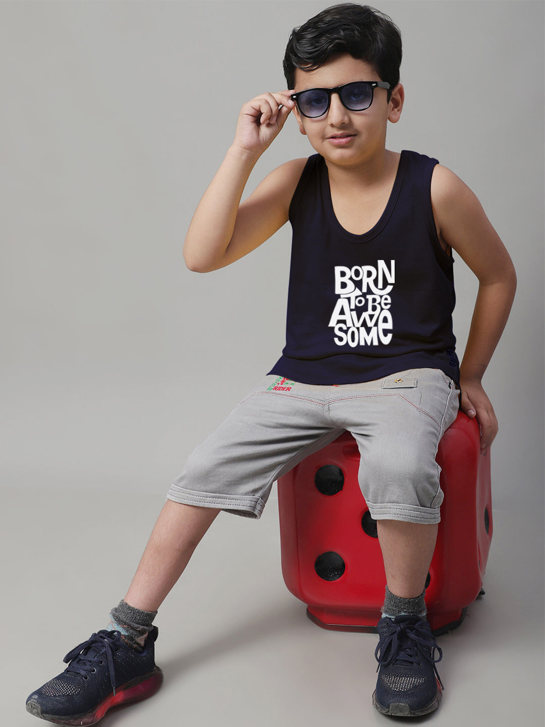 Boys Born To Be Awesome Regular Fit Vest - Friskers