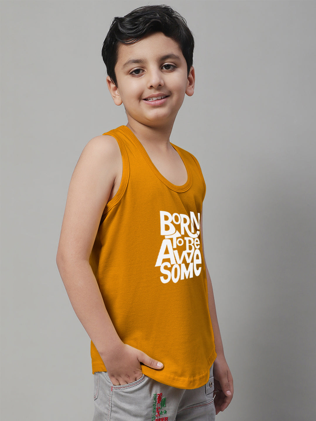 Boys Born To Be Awesome Regular Fit Vest - Friskers