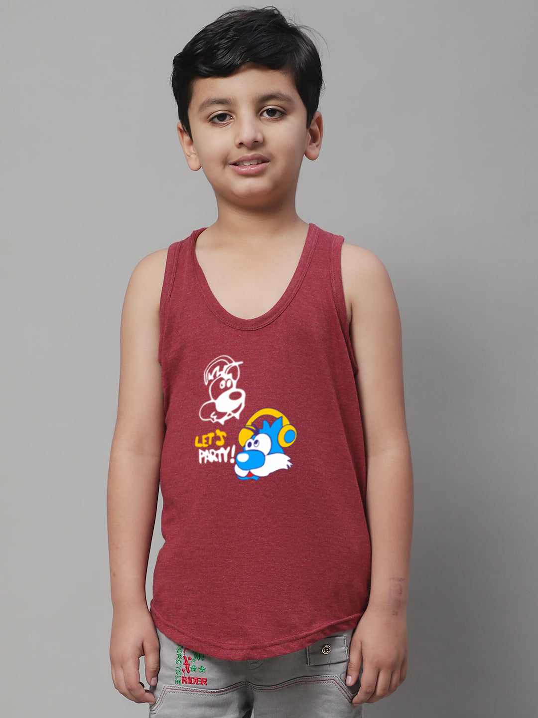 Kids Lets Party printed Regular Fit Vest - Friskers