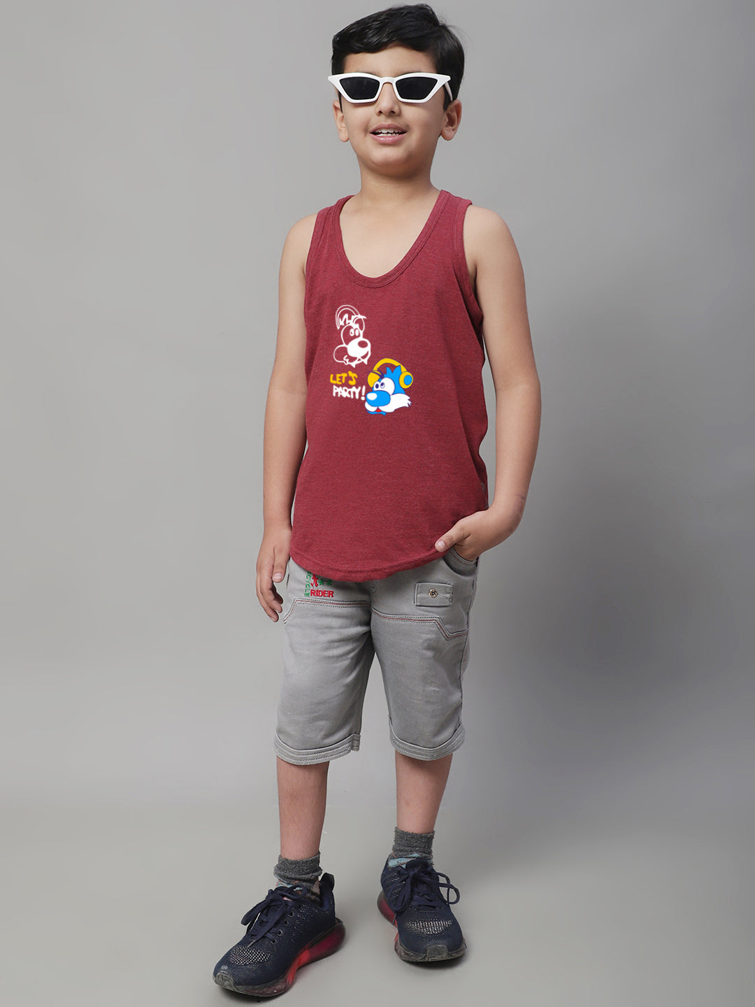 Kids Lets Party printed Regular Fit Vest - Friskers