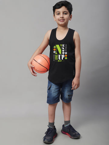 Boys Never Giveup Regular Fit Printed Vest - Friskers