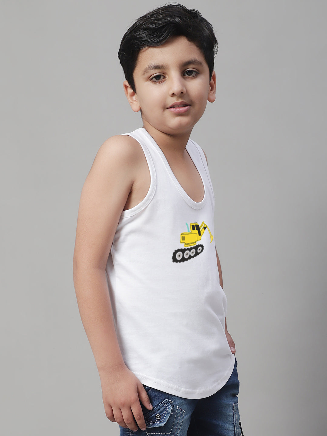 Boys Excavator Regular Fit Printed Vest - Friskers