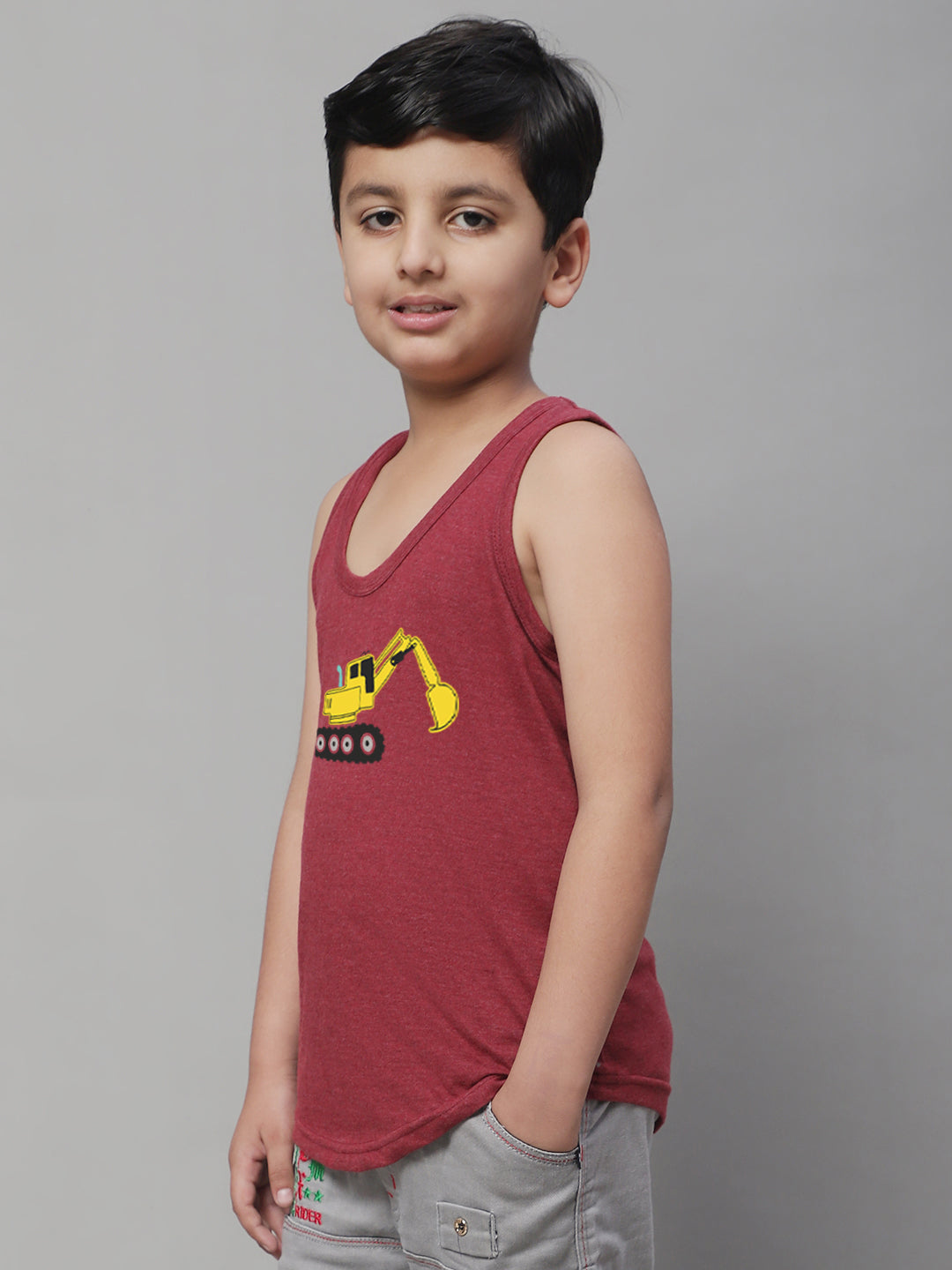 Kids Excavator printed Regular Fit Vest - Friskers