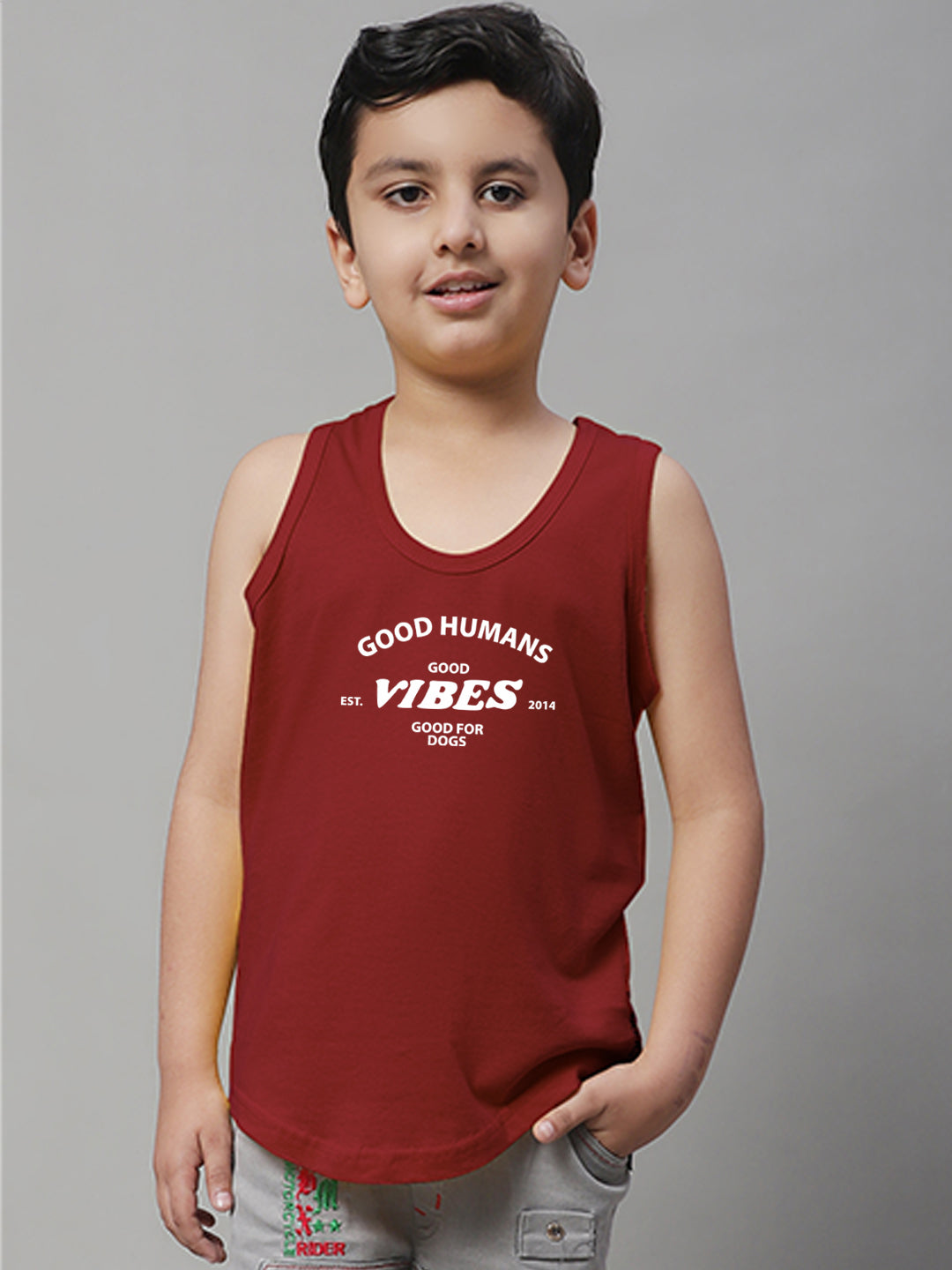 Boys Good Vibes Printed Regular Fit Vest - Friskers