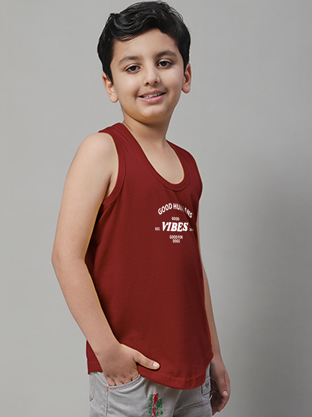 Boys Good Vibes Printed Regular Fit Vest - Friskers