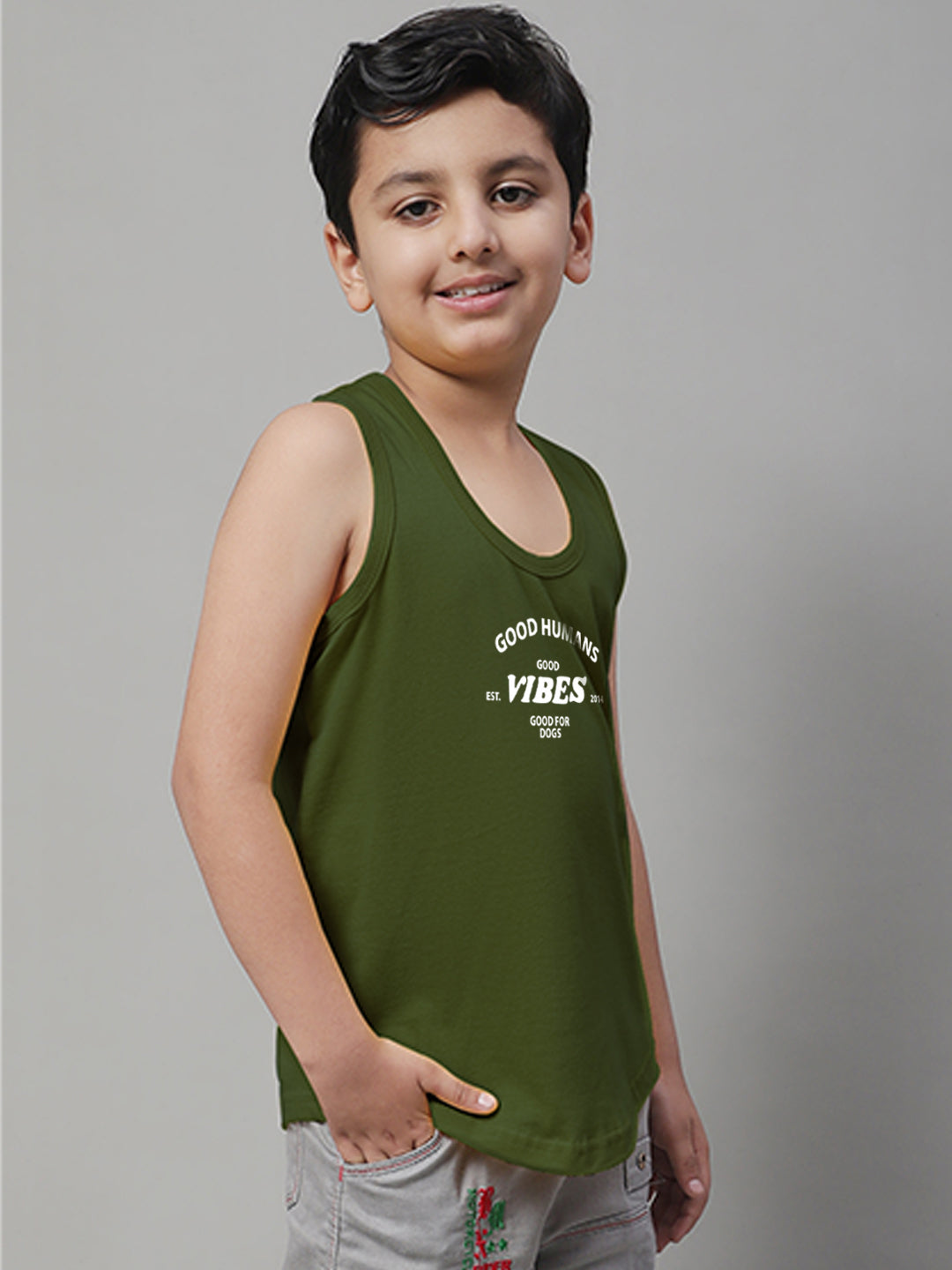 Boys Good Vibes Printed Regular Fit Vest - Friskers