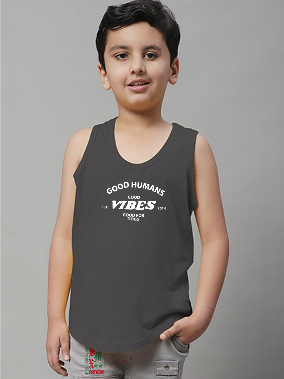 Boys Good Vibes Printed Regular Fit Vest - Friskers