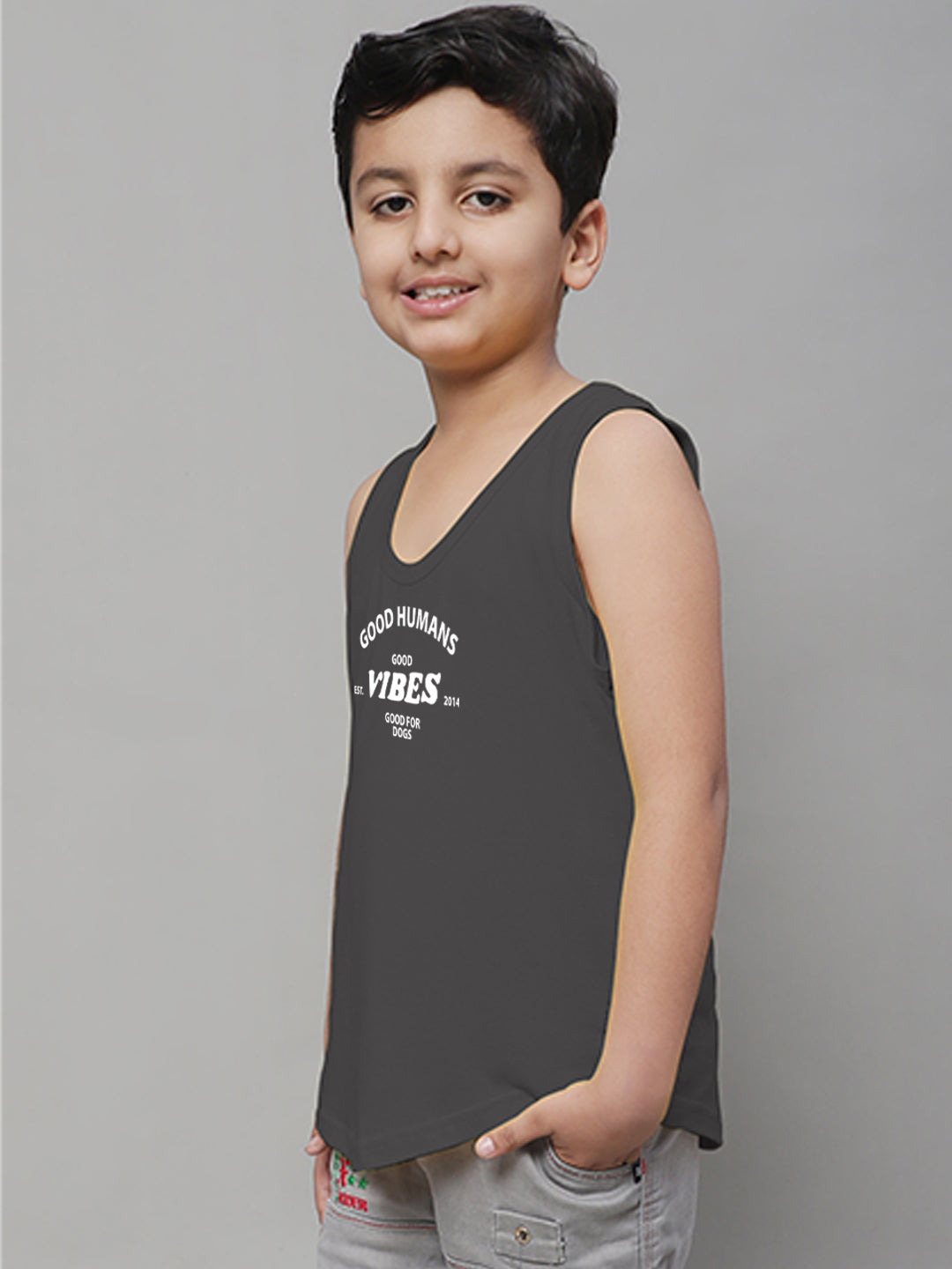 Boys Good Vibes Printed Regular Fit Vest - Friskers